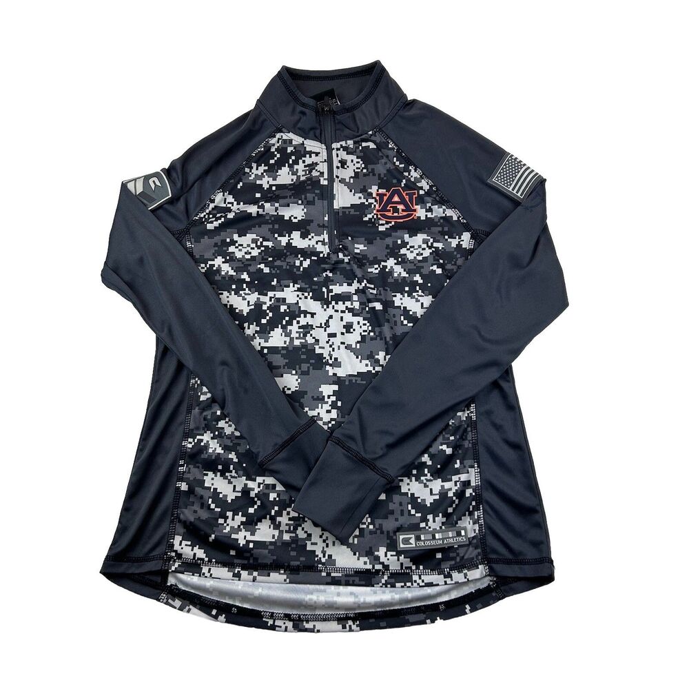 Auburn University Performance Lightweight 1/4 Zip Digicam USA Flag OHT Womens L